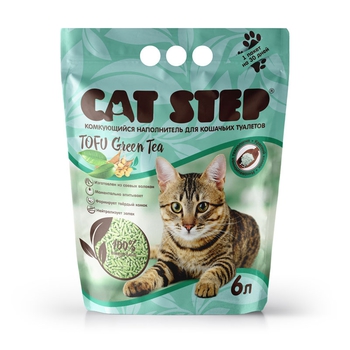 Наполнитель для кошачьих туалетов Cat Step Tofu Green Tea, растительный комкующийся 6 л, 12 л