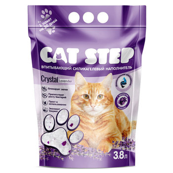 Наполнитель впитывающий силикагелевый Cat Step Crystal Lavander 3,8 л, 7,6 л