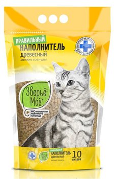 Наполнитель древесный Зверье мое, мелкие гранулы 2,8кг 10л