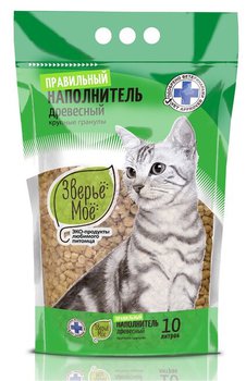 Наполнитель древесный Зверье мое,  крупные гранулы 2,8кг 10л