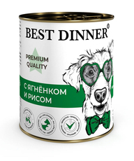 Влажный консервированный корм для собак и щенков Best Dinner Меню №5 С ягненком и рисом 340 гр