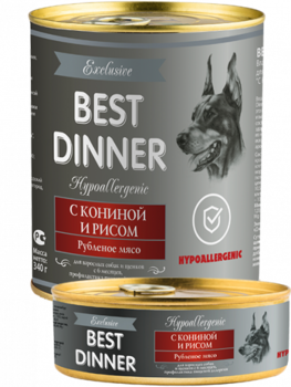 Консервы Best Dinner Exclusive Hypoallergenic"С кониной и рисом"- 0,1кг 