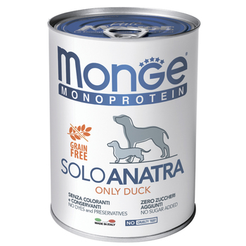 Консервы для взрослых собак Monge Dog Monoprotein Solo паштет из утки 400 г