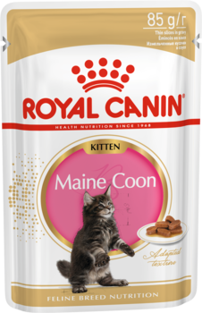 Консервированный корм для котят породы мейн-кун в возрасте до 15 месяцев Royal Canin Maine Coon Kitten кусочки в соусе 85 гр