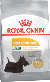 Сухой корм  для собак при раздражениях и зуде, связанных с чувствительностью кожи, с 10 месяцев до 8 лет Royal Canin Mini Dermacomfort, Роял Канин Мини Дермакомфорт 1 кг, 3 кг