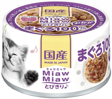Консервы для кошек Aixia MiawMiaw Tobikiri, тунец и сушеный бонито в нежном желе 60гр