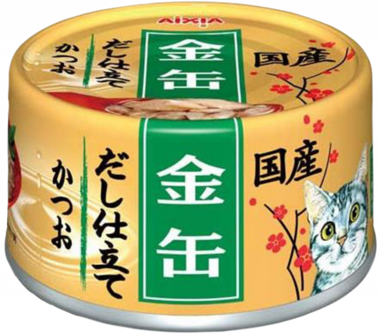 Консервы для кошек Aixia Kin-Can Dashi, полосатый тунец в желе — бульоне 70гр