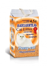 Наполнитель для кошачьего туалета Pussy-Cat минеральный 4,5 л