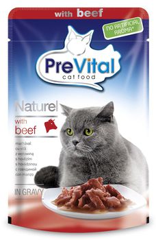 Консервированный корм Prevital Naturel для кошек, с говядиной в соусе, 85 г