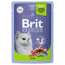 Влажный корм премиум класса для взрослых кошек Brit Premium ягненок в желе 85гр