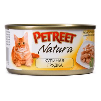 Полноценный консервированный корм для взрослых кошек Petreet с куриной грудкой 70 гр.