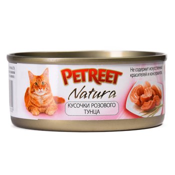 Полноценный корм для взрослых кошек Petreet с кусочками розового тунца 70 гр.