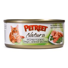 Полноценный корм для взрослых кошек Petreet кусочки розового тунца с зеленой фасолью
