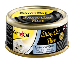 Консервированный корм для взрослых кошек Gimpet Shiny Cat Filet из тунца с анчоусами 70 г