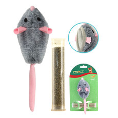 Игрушка для кошек Плюшевая мышь, кошачья мята в тубе, 80/140мм