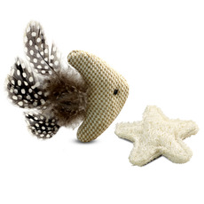 Набор игрушек NATURAL для кошек из натур.материалов  Рыбка и морская звезда, 110мм; 60мм