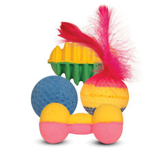 Игрушка для кошек Ассорти (3 мяча и гантель), d40мм; 50мм; d35мм; 60мм