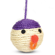 Игрушка для кошек из сизаля Мяч-мордашка , d65мм