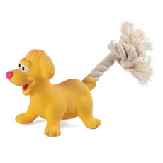 Игрушка MINI DOGS для собак мелких пород из латекса  Собачка с веревкой , 85/180мм