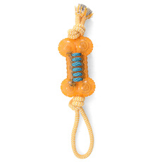 Игрушка для собак из термопласт. резины  Косточка с верёвкой , 130/360мм