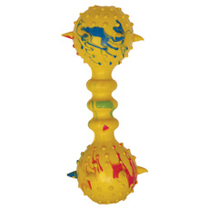 Игрушка для собак из ц/литой резины  Гантель шипованная с колокольчиком , 155мм