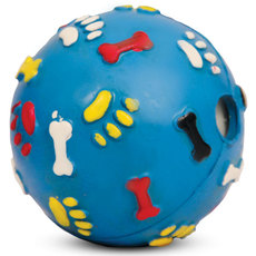 Игрушка для собак из ц/литой резины  Мяч с лапками и косточками со звуком , d75мм