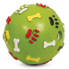 Игрушка для собак из ц/литой резины  Мяч с лапками и косточками со звуком , d85мм