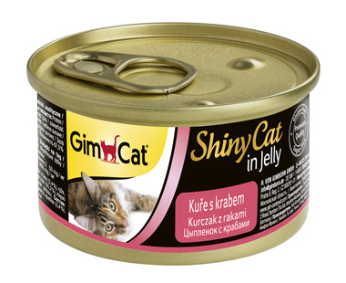 Консервированный корм для взрослых кошек Gimpet Shiny Cat с курицей и крабом 70 г