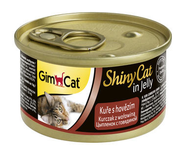 Консервированный корм для взрослых кошек Gimpet Shiny Cat из цыпленка с говядиной 70 г