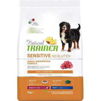 Сухой корм для взрослых собак cредних и крупных пород Natural Trainer Sensitive No Gluten Medium&Maxi Adult Dog – Lamb с ягненком 3 кг, 12 кг