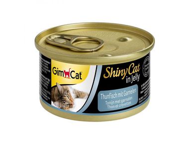 Консервированный корм для взрослых кошек Gimpet Shiny Cat из тунца с креветками 70 г