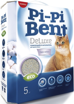Наполнитель для кошачьего туалета Pi-Pi-Bent DeLuxe Clean Cotton комкующийся, Пи-Пи Бент 5кг  