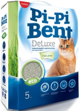 Наполнитель для кошачьего туалета Pi-Pi-Bent DeLuxe Fresh grass комкующийся, Пи-Пи Бент 5кг