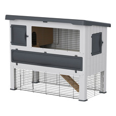 Двухэтажная пластиковая клетка для кроликов Ferplast Cage Grand Lodge 140 (серая) 