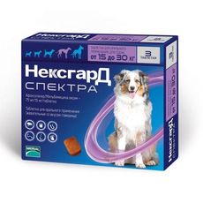 НексгарД Спектра таблетка для собак против клещей, блох и гельминтов, 15-30кг, 3 таб.