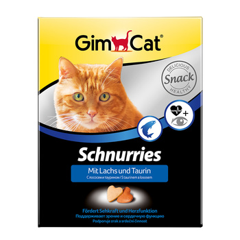 Витамины для взрослых кошек Gimpet Schnurries сердечки с таурином и лососем и ТГОС 420 гр