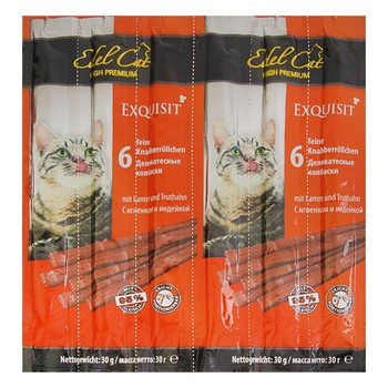 Лакомство для кошек Edel Cat Жевательные колбаски, ягненок с индейкой, 1х6 шт 180 гр