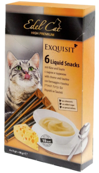 Лакомство для кошек Edel Cat крем-суп, с сыром и таурином, для нормализации пищеварения, 1х6  90 гр