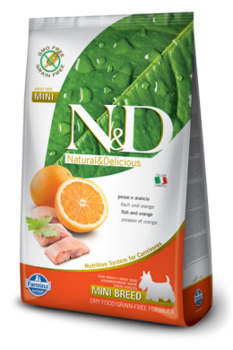Беззерновой сухой корм для взрослых собак мелких пород N&D Dog Ocean сельдь и апельсин  800 гр, 2,5 кг, 7 кг