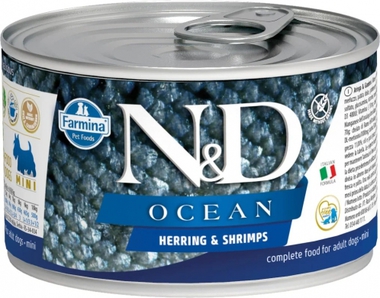 Влажный корм для собак мелких пород N&D Dog Ocean сельдь и креветки  140 гр
