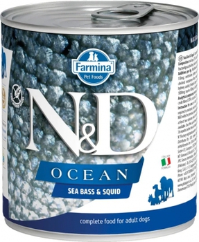 Влажный корм для собак N&D Dog Ocean сибас и кальмар  285 гр