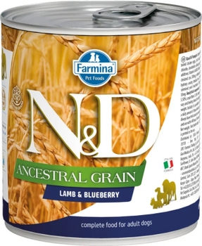 Влажный корм для собак N&D Dog Ancestral Grain c ягненком и черникой  285 гр