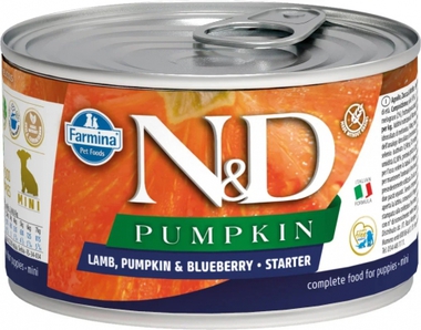 Влажный корм для щенков с момента отъема до двух месяцев N&D Dog Pumpkin с ягненком, черникой и тыквой 140 гр