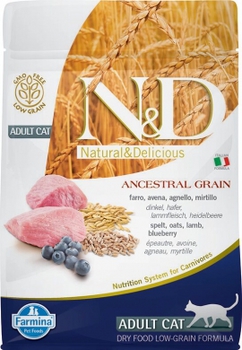 Низкозерновой сухой корм для кошек N&D Cat Ancestral Grain с ягненком и черникой  300 гр, 1,5 кг, 5 кг, 10 кг
