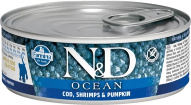 Влажный корм для котят N&D Cat Ocean c треской, креветками и тыквой 80 гр