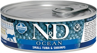 Влажный корм для кошек N&D Cat Ocean с тунцом, треской и креветками  80 гр