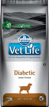 Диетический сухой корм для собак Вет Лайф страдающих сахарным диабетом Vet Life Dog Diabetic с курицей  2 кг, 12 кг
