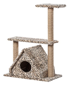 Меховой домик для кошек Пушок Избушка с тремя столбами 62х37 х106см