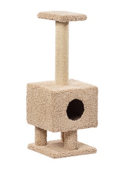 Домик для кошек Пушок, квадратный на ножках  38 х 38 х 100 см Стандарт, Сосна