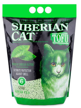 Наполнитель для кошек Сибирская Кошка Тофу, c ароматом Зеленый чай 6 л, 12 л